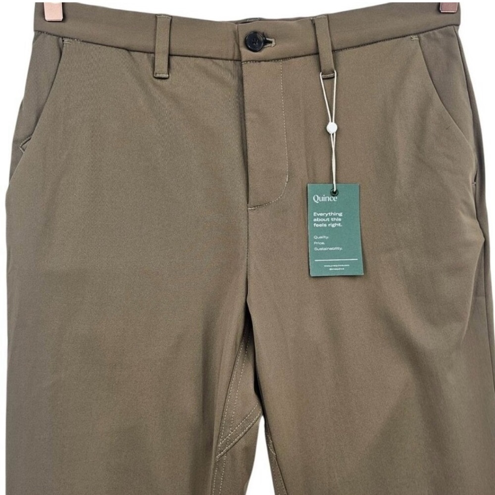 Quince Mens 32x32 Dark Khaki Recycled Comfort Tech Chino Slim Fit Pants NWT